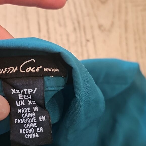 Kenneth Cole Turquoise Button Down Blouse XS - Picture 6 of 8